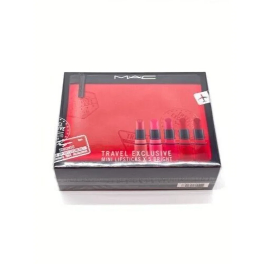 MAC Travel Exclusive Mini Lipsticks x 5 Bright 0.05 oz W/ Bag Sealed Box Set Kit